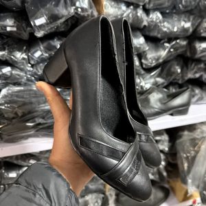 کفش مجلسی پاشنه 5 سانت چرم پاپیون فلت